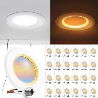 Sunco Paquete de 24 Luces Empotradas de 6 Pulgadas con Luz Nocturna, Luces LED para Latas Retrofit... Foto 1 de 4