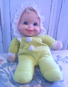 De colección 1970 Mattel Amarillo Booful Baby Beans Bebé Muñeca Bean Bag Lovey Dolly 11"" - Imagen 1 de 5