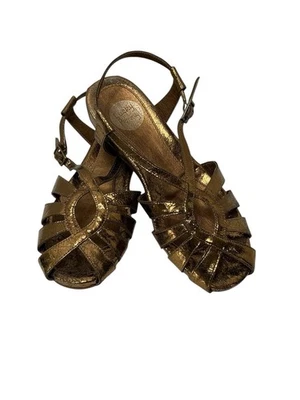 Sandalias de pescador Lucky Penny doradas metálicas tejidas zapatos cómodos para mujer’ Foto 1 de 4