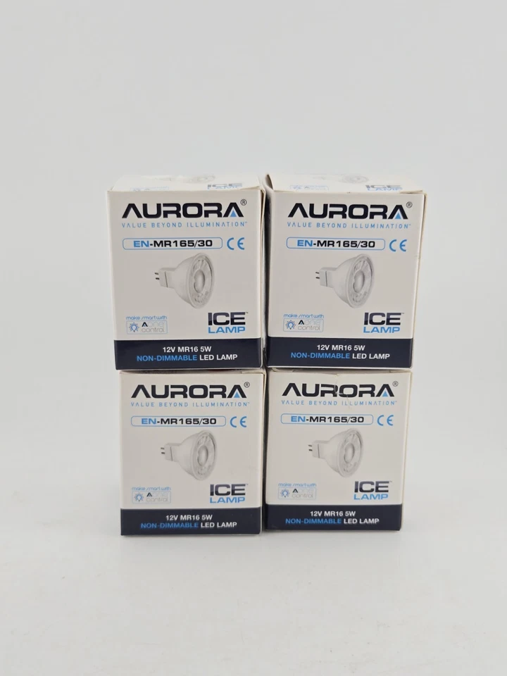 4x Aurora MR16 LED Bulb 5W 12V Warm White 3000K GU5.3 Non Dimmable Spotlight - Image 1 of 4