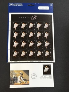 American Ballet Dancer Sealed Sheet 20 Stamps & New York FDC Scott 3237 MNH MINT - Picture 1 of 8