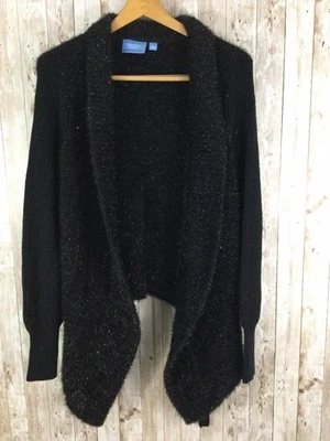 Cárdigan Simply Vera Vera Wang Negro Frontal Abierto Cortina Brillante Bruja Grande Foto 1 de 4