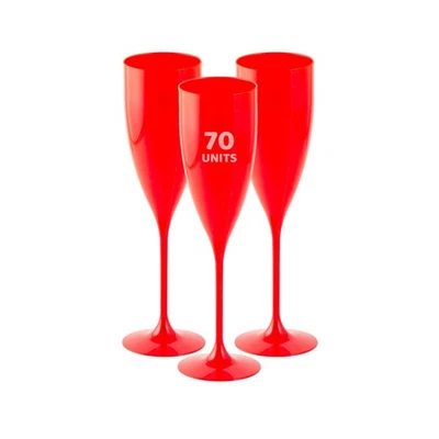 Paquete de 70 flautas de champán acrílicas rojas Mirandinha - Diseño elegante e irrompible... Foto 1 de 4