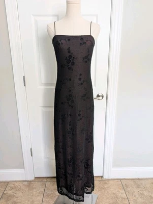 Rampage черный красный бархат цветочный макси платье Sz S Y2K готический вампир полу чистый - Изображение 1 из 4