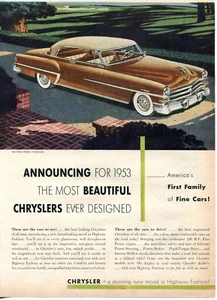 1953 Print Ad of Chrysler Fine Car Highway Fashion - Picture 1 of 2