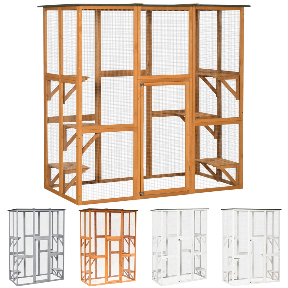 Jaula refugio recinto grande Catio con protección contra la intemperie, 6 plataformas para gatos Foto 1 de 1