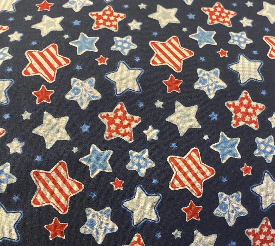 Red, Who’re &blue Star Cotton Fabric 44/45” Width 3/4 Yard Left READY TO SHIP!!! - Image 1 of 1