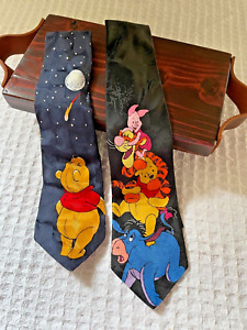 WINNIE THE POOH Neckties - Set of Two - Pooh - Silk - Tigger Piglet, etc - Poly