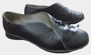 Camper 3D Patent Butterfly Flats Sz 9.5 Black Leather Slip On Comfort Perforated - Picture 1 of 10