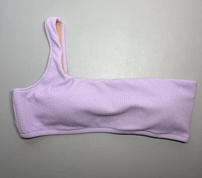 Top de baño de bikini J Crew para mujer XXL texturizado púrpura lavanda un hombro Foto 1 de 4