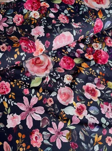 Jersey Baumwolljersey bunte Blumen blau Stoff Meterware floral Frühling - Bild 1 von 1