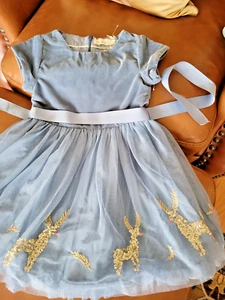 New Mini Boden Velvet Bodice Tulle Light Blue Dress 5-6 yo. 116 cm  - Picture 1 of 8