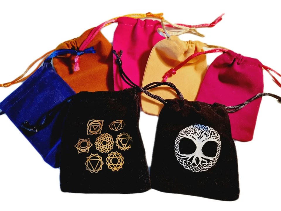Je 5 Stück Säckchen Beutel für Reiki 7 Chakra Esoterik Edelsteine  - Bild 1 von 1