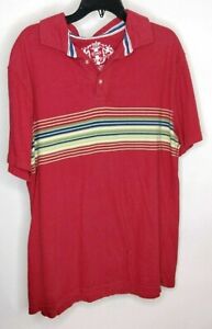 Red Camel Polo Shirt Mens Size XL Short Sleeve Red Striped