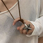Retro Leather Rope Star Pendant Long Necklace Personality Adjustable Necklace