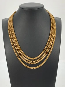 VTG Multi Strand Box Chain Necklace Art Deco Gold Tone Graduated Lengths Estate - Picture 1 of 5