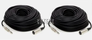 2 Pack 25Ft XLR 3-Pin MALE to 1/4" MONO Plug Mic Microphone Cord Cable 25 Foot - Picture 1 of 2