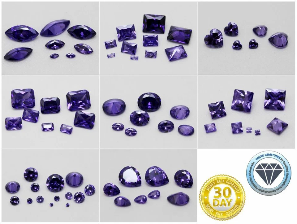  Violet Tanzanite CZ AAA Loose Cubic Zirconia Gemstone Dark Lavender Many Sizes - Image 1 of 3