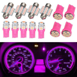 13x Universal Car Dome License Plate LED Light Lamp Bulbs Car Accessories Pink