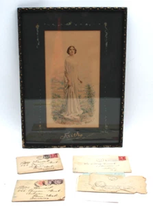 1903 6x11" CNY NY Pencil Art "FAITH AN IDEAL" W. HANCOCK Original Holzrahmen - Bild 1 von 7