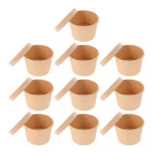 10 Sets Paper Food Containers Brown Food Containers Take Out Soup Bowls - Picture 1 of 12