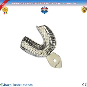 Dental Perforated Impression Tray XL Lower Molars Autoclavable Stainless Steel - Picture 1 of 1