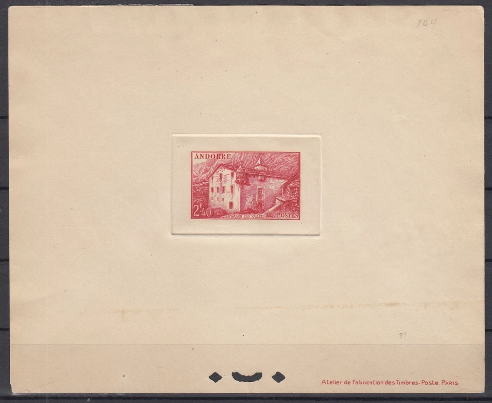 JD26166/ANDORRA FRANCESA - MAURY # 106 COMO NUEVO MNH PRUEBA DE LUJO - CV 305 $ Foto 1 de 1