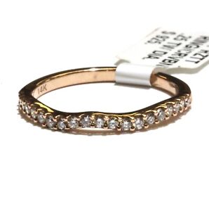 New 14k rose gold .25ct diamond contour curved design wedding band 1.7g 7