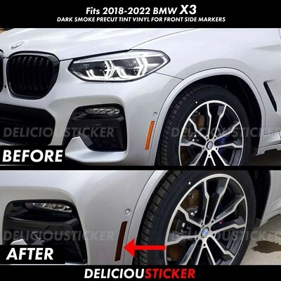 Fits 2018-2022 BMW X3 SMOKE Front Side Markers PreCut Insert Tint Overlay Vinyl Foto 1 de 4