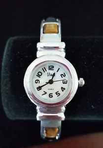 NWT Vivani Silver Tone Cuff/Bangle Watch MOP w/Multi-color Stones 6"-7" Running - Picture 1 of 4