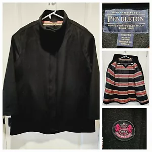 Pendleton Black Wool Full Zip Lined Coat Men 2XL Western Business Casual Classic - Picture 1 of 17