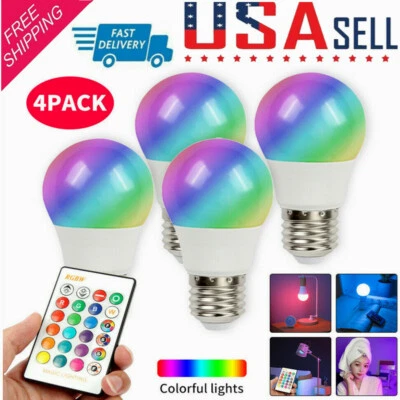 E27 RGB LED Light Bulb 16 Color Changing Magic RGBW Lamp Remote Control Colorful - Image 1 of 4