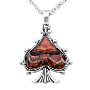 SKULL RED SPADE NECKLACE BY CONTROSE - Picture 1 of 5