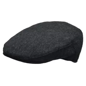 Tweed flache Kappe grau Herringbone voll gefüttert große Kleidung - Bild 1 von 1