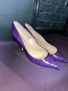 Michael Kors Purple Textured Leather Pointed Toe 3 Inch Heel Pumps Size 6.5 M