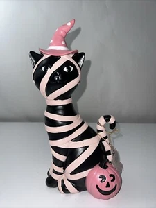 Halloween Pink Mummy Black Cat with Jack-o-Lantern, Goblin & Ghoul, NEW! - Picture 1 of 9