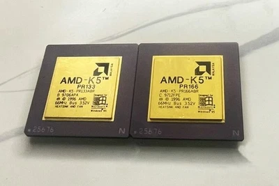 AMD-K5 PR133ABR +PR166ABR Antique Gold Plated CPU Collection - Image 1 of 2
