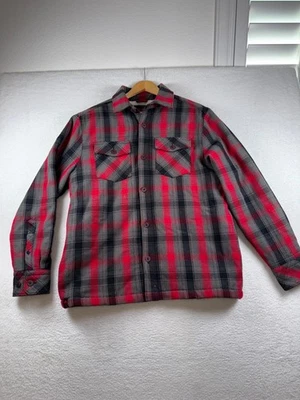 Chamarra de franela Tony Hawk para hombre grande roja gris a cuadros forrada con botones delanteros Foto 1 de 4