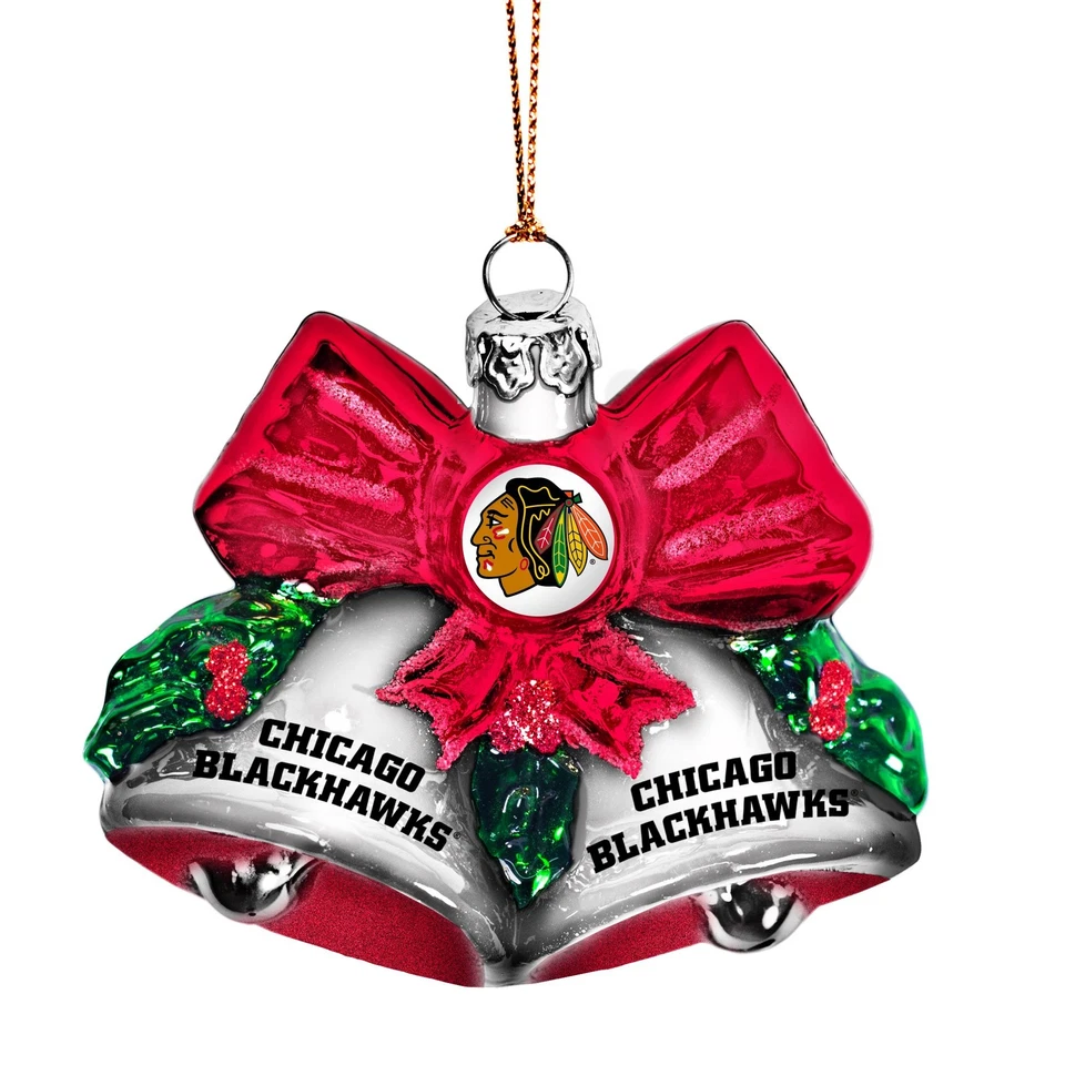 NHL Chicago Blackhawks Glitter Bells Ornament - Image 1 of 1