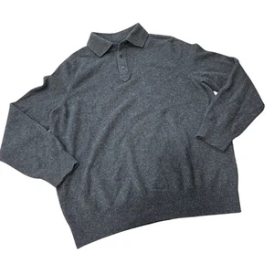 Naadam Cashmere Polo Dark Gray Long Sleeve Sweater Size Large - Picture 1 of 8