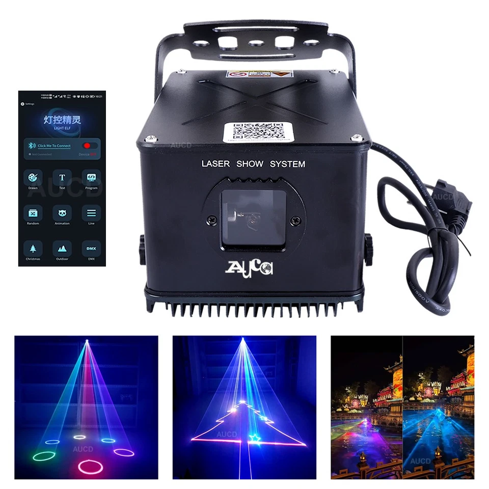 Phone APP Edit 3W RGB Laser Outdoor Garden IP65 Waterproof Show Projector Lights - Image 1 of 4