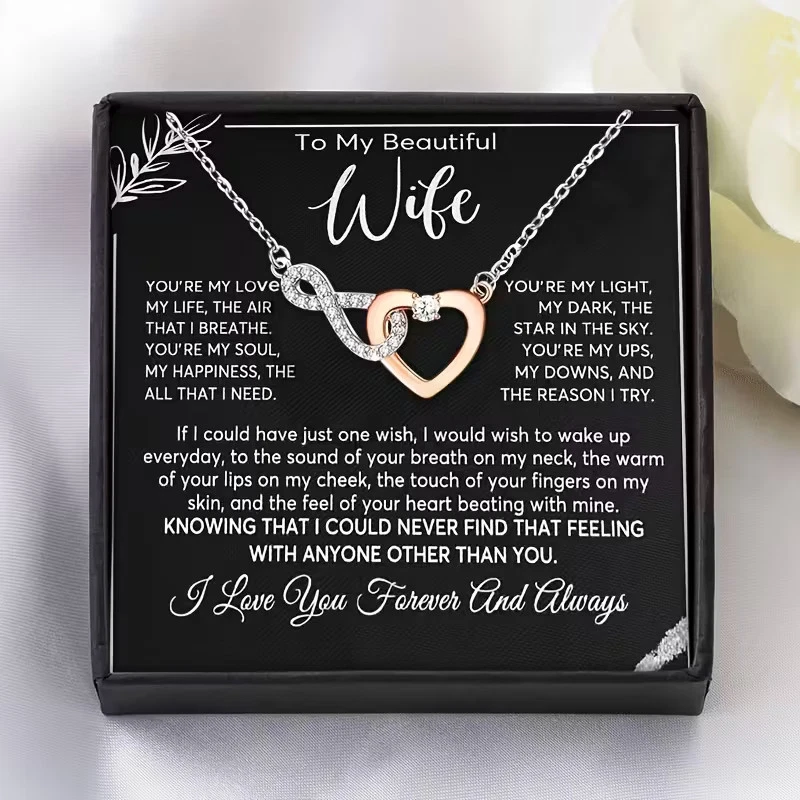 Collar Corazón Plata A Mi Esposa de Marido Cumpleaños Aniversario Amor Por Ella Foto 1 de 4