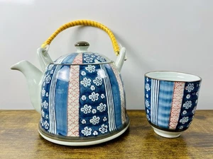 Vintage Kyoto Porzellan Teekanne mit Teetasse Imari Iga - Bild 1 von 10