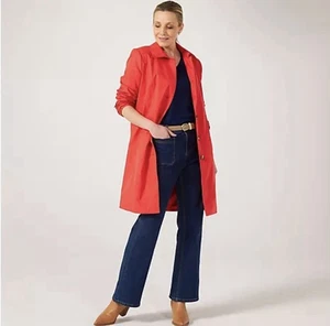 Ruth Langsford Trenchcoat mit Gürtel. Rot. Größe 12. Neu mit Etikett. UVP 109£. - Bild 1 von 2