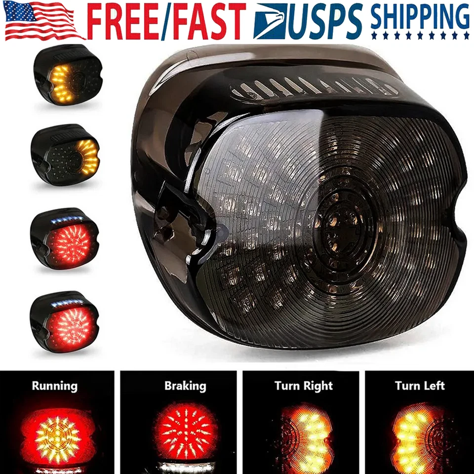 Smoke LED Tail-Light Brake Turn Signal for Harley Touring Dyna Softail Sportster Foto 1 de 4
