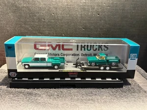 1/64 M2 1973 GMC SIERRA 3500 & 1976 GMC SIERRA GRANDE 15 P/U CUSTOM & TRAILER - Picture 1 of 2