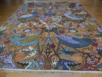 Alfombra turca Oushak, multicolor (árbol de la vida) pájaros hecha a mano alfombra bohemia 9x12 pies Foto 1 de 4