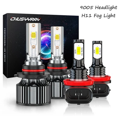 适用于 Mercury Milan 2010 2011 4x 9005 LED 车头灯高低 + H11 雾灯灯泡 — 第 1/4 张图片