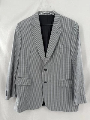 Orvis 棉混纺奶油色蓝色格子学院风格子运动外套夹克尺寸 44 — 第 1/4 张图片