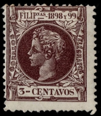 Filipinas 1898 SG224 3 c marrón LH como nuevo Foto 1 de 2